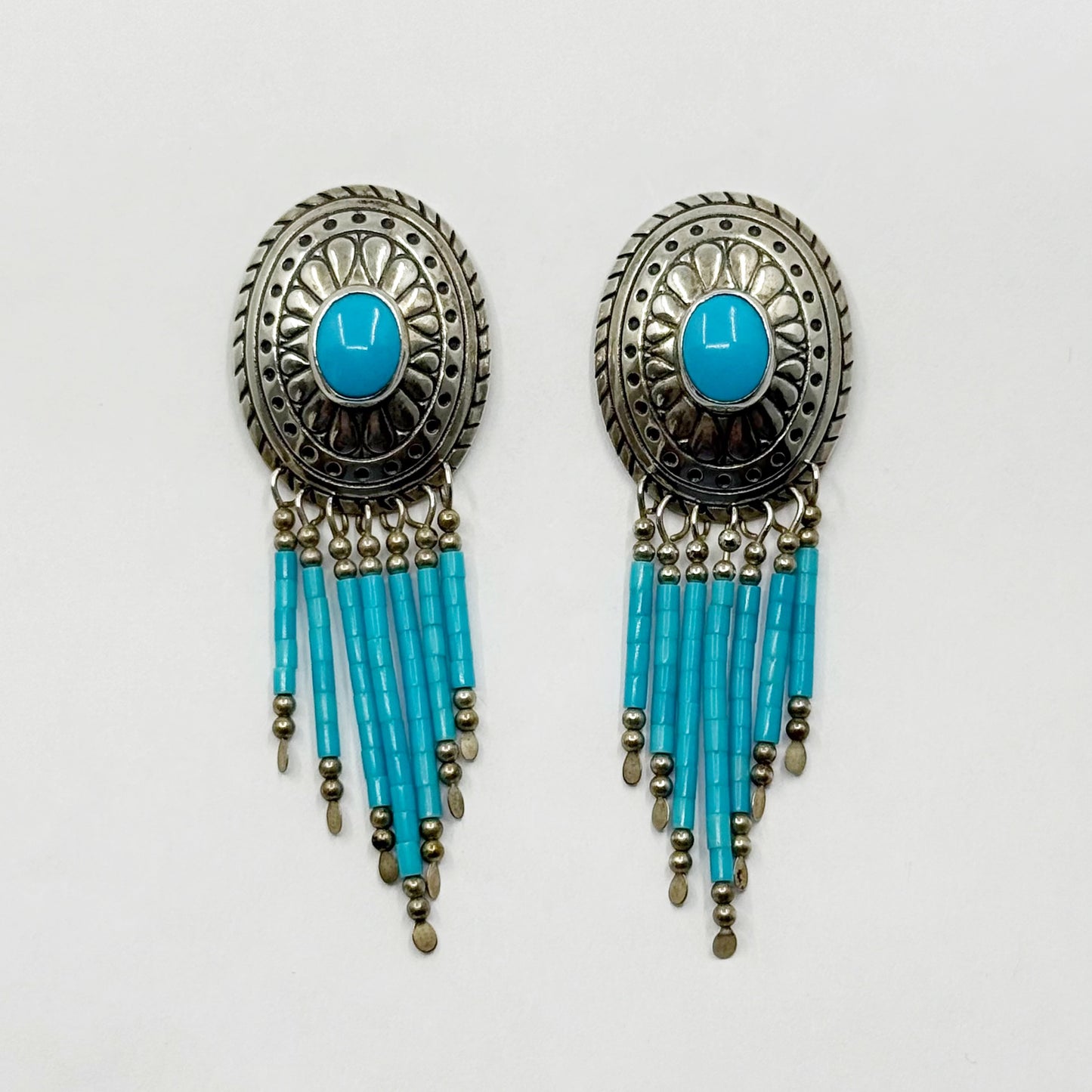TK Zuni Southwestern sterling silver turquoise drop earrings - GM1