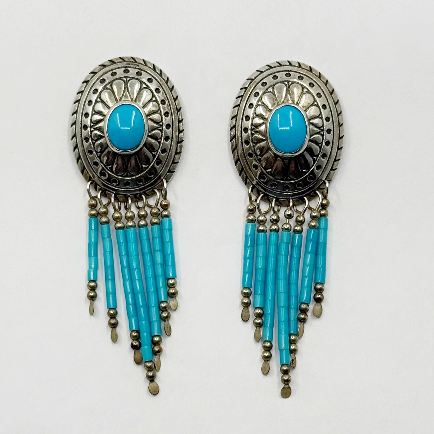 TK Zuni Southwestern sterling silver turquoise drop earrings - GM1