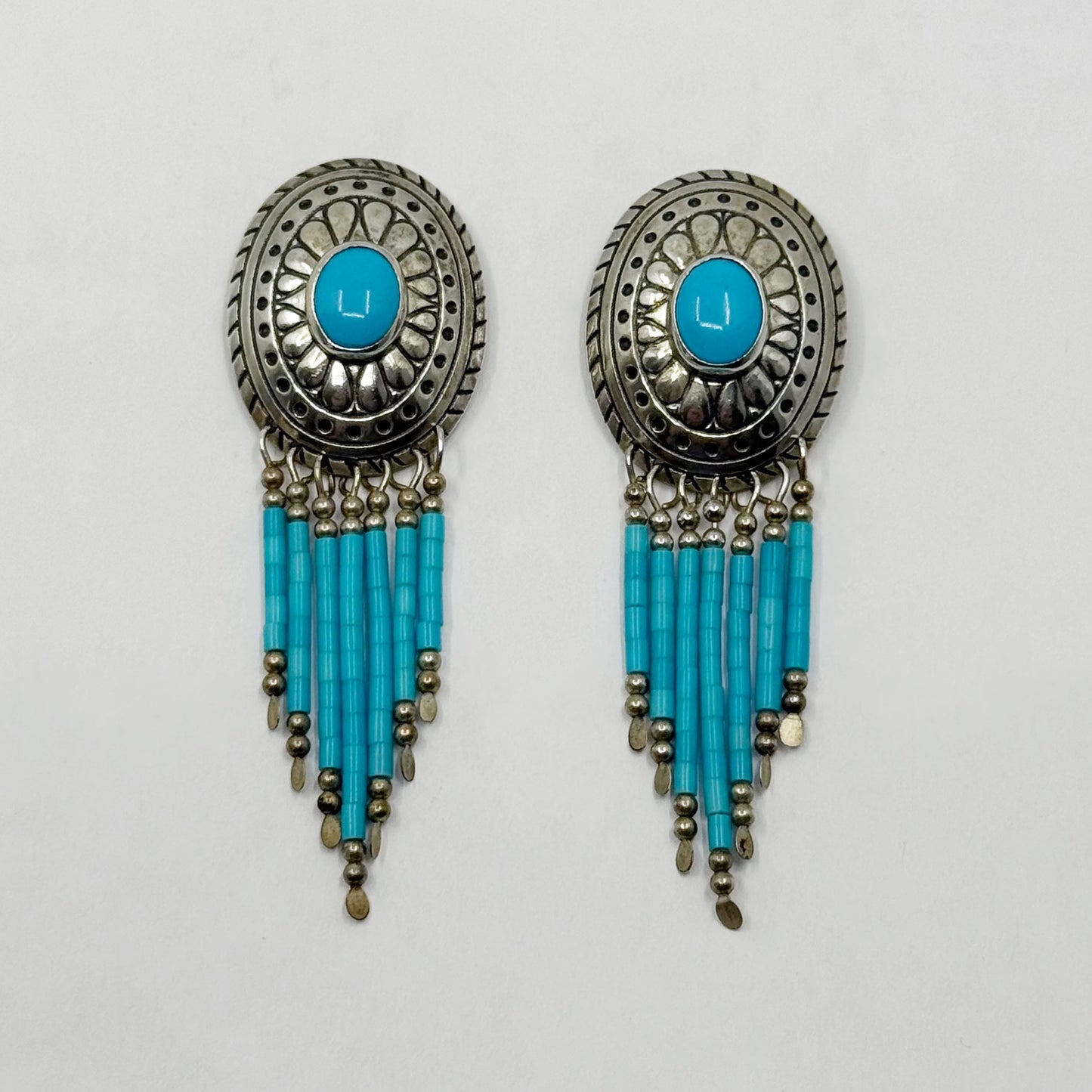 TK Zuni Southwestern sterling silver turquoise drop earrings - GM1