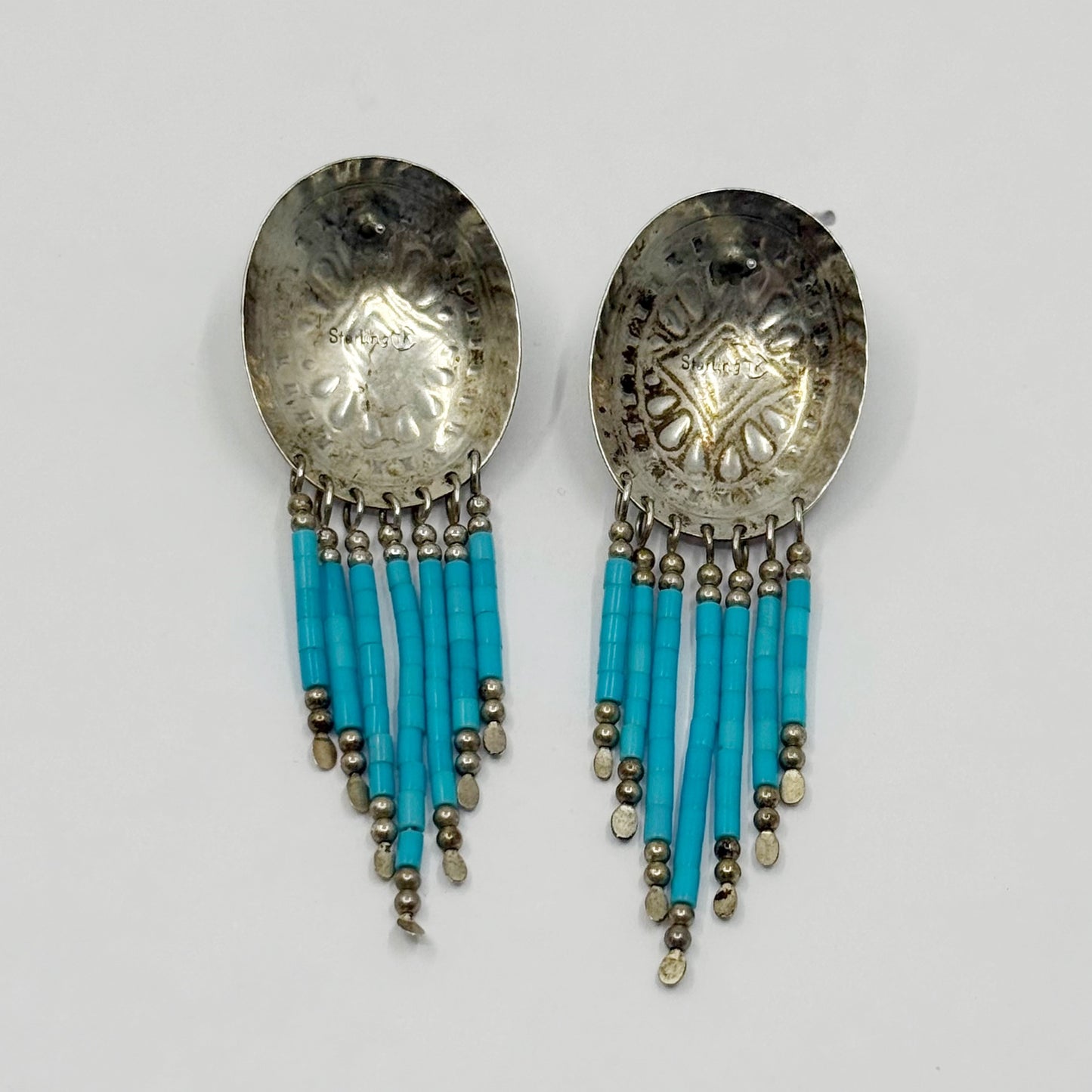 TK Zuni Southwestern sterling silver turquoise drop earrings - GM1