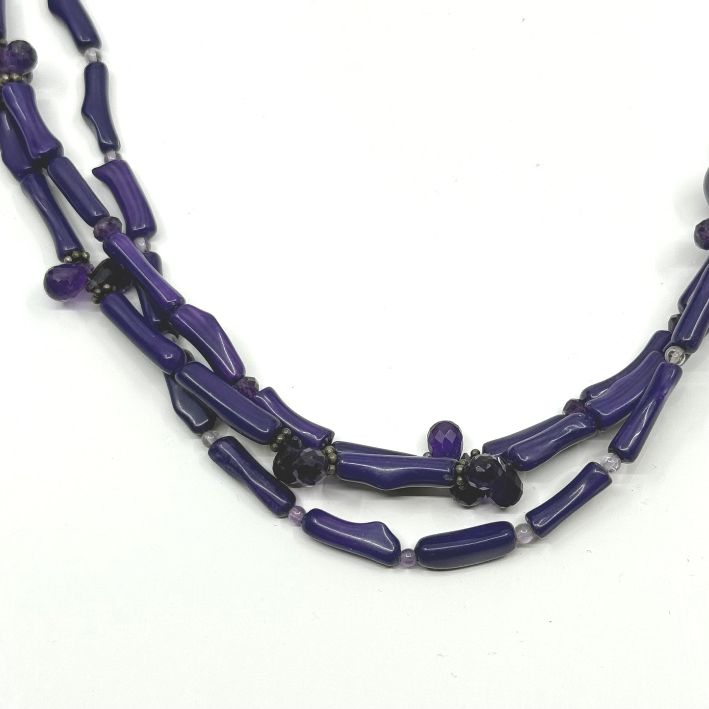 Hand Made purple branch coral & amethyst bead necklace GM665