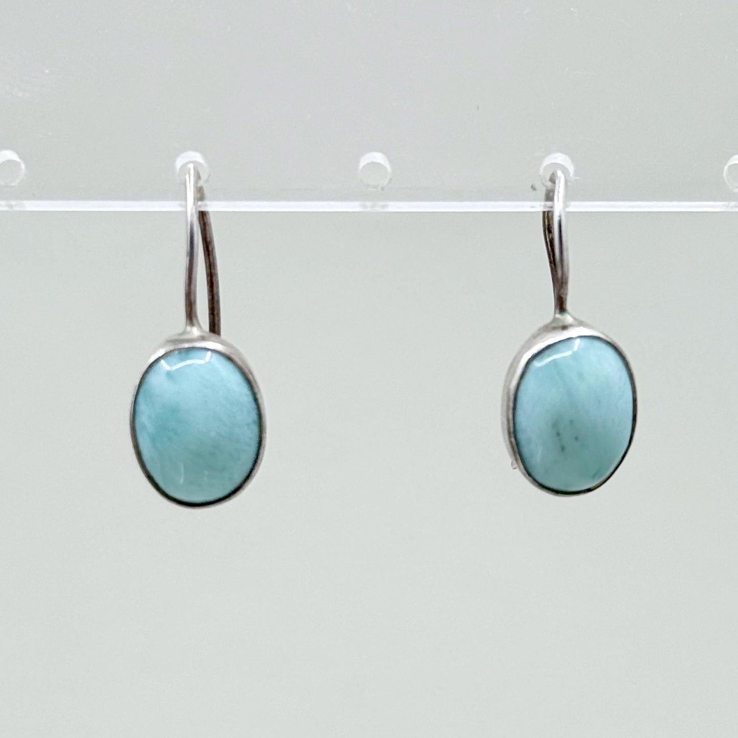 sterling silver Larimar cabochon earrings - GM1004
