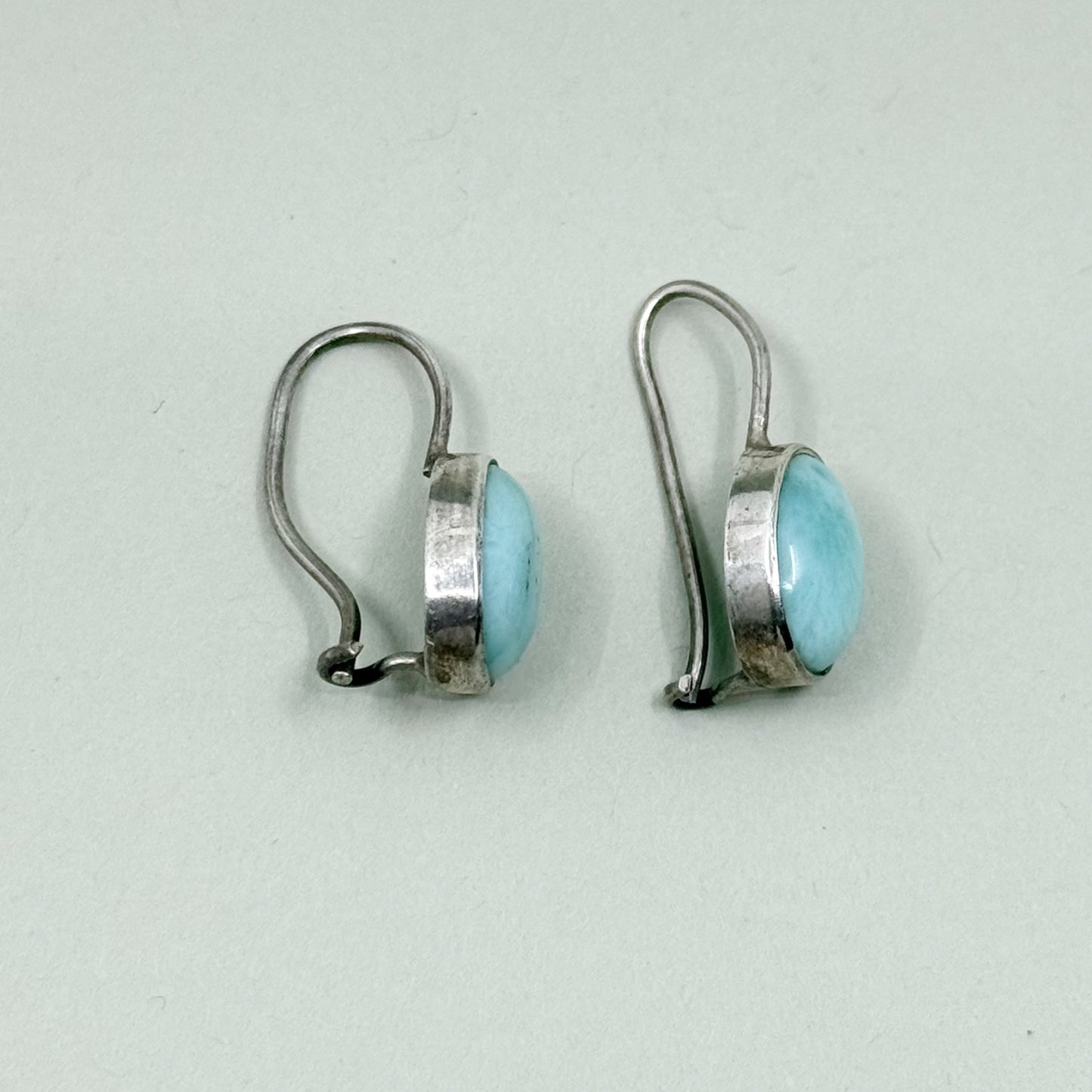 sterling silver Larimar cabochon earrings - GM1004