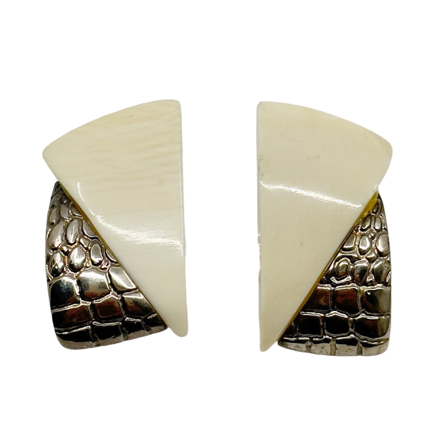 Vintage Sterling silver bone earrings - GM1005