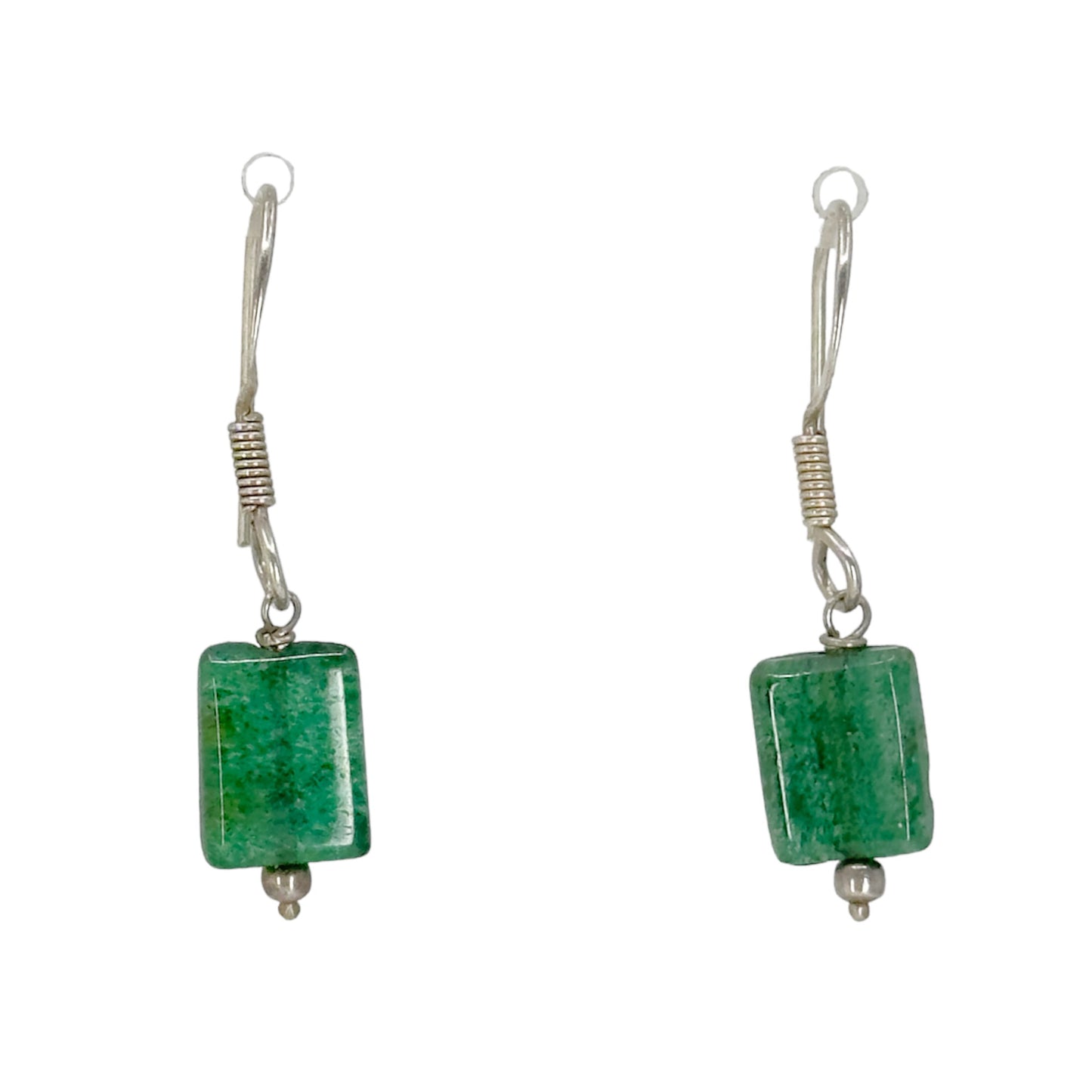 Sterling silver aventurine bead drop earrings - GM1006