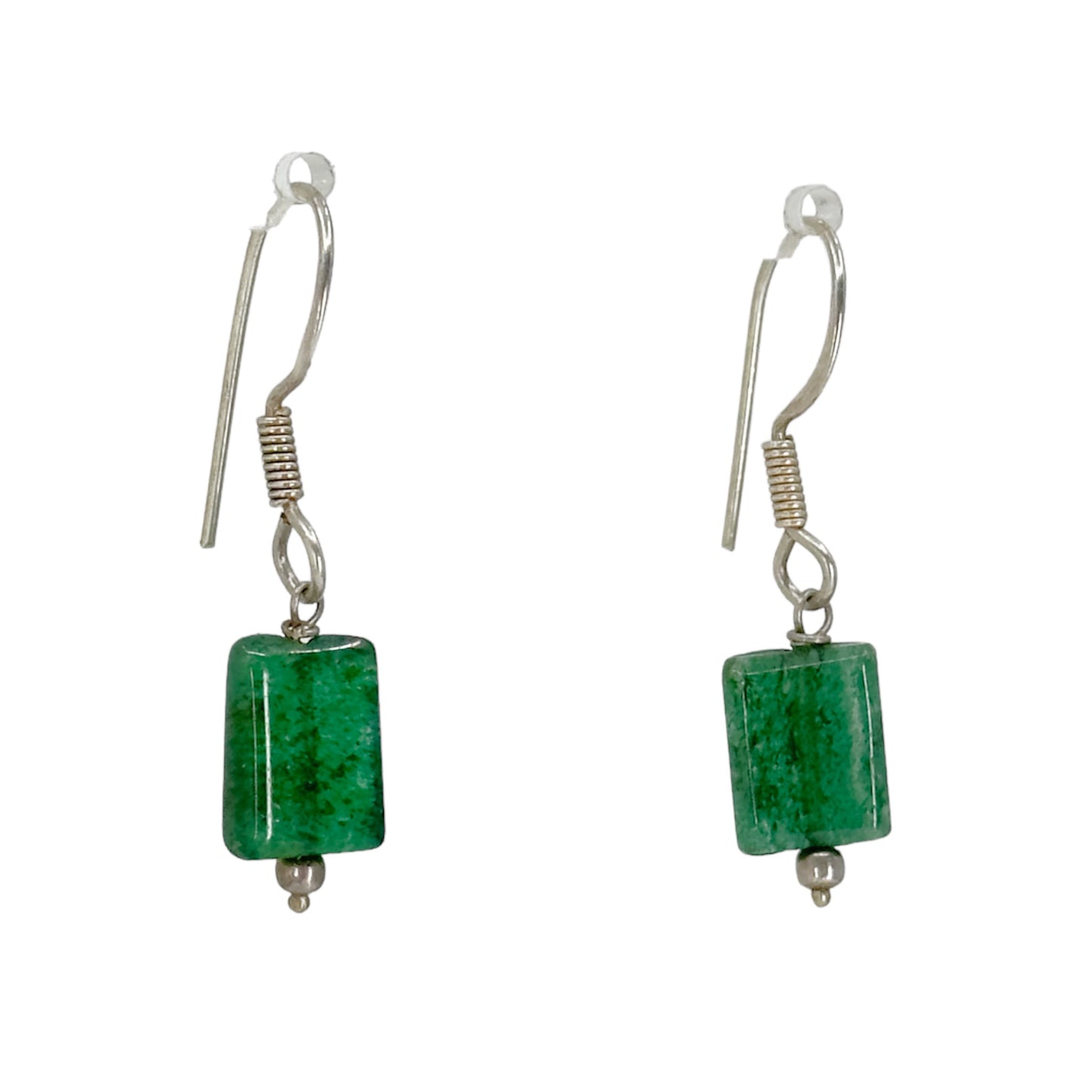 Sterling silver aventurine bead drop earrings - GM1006