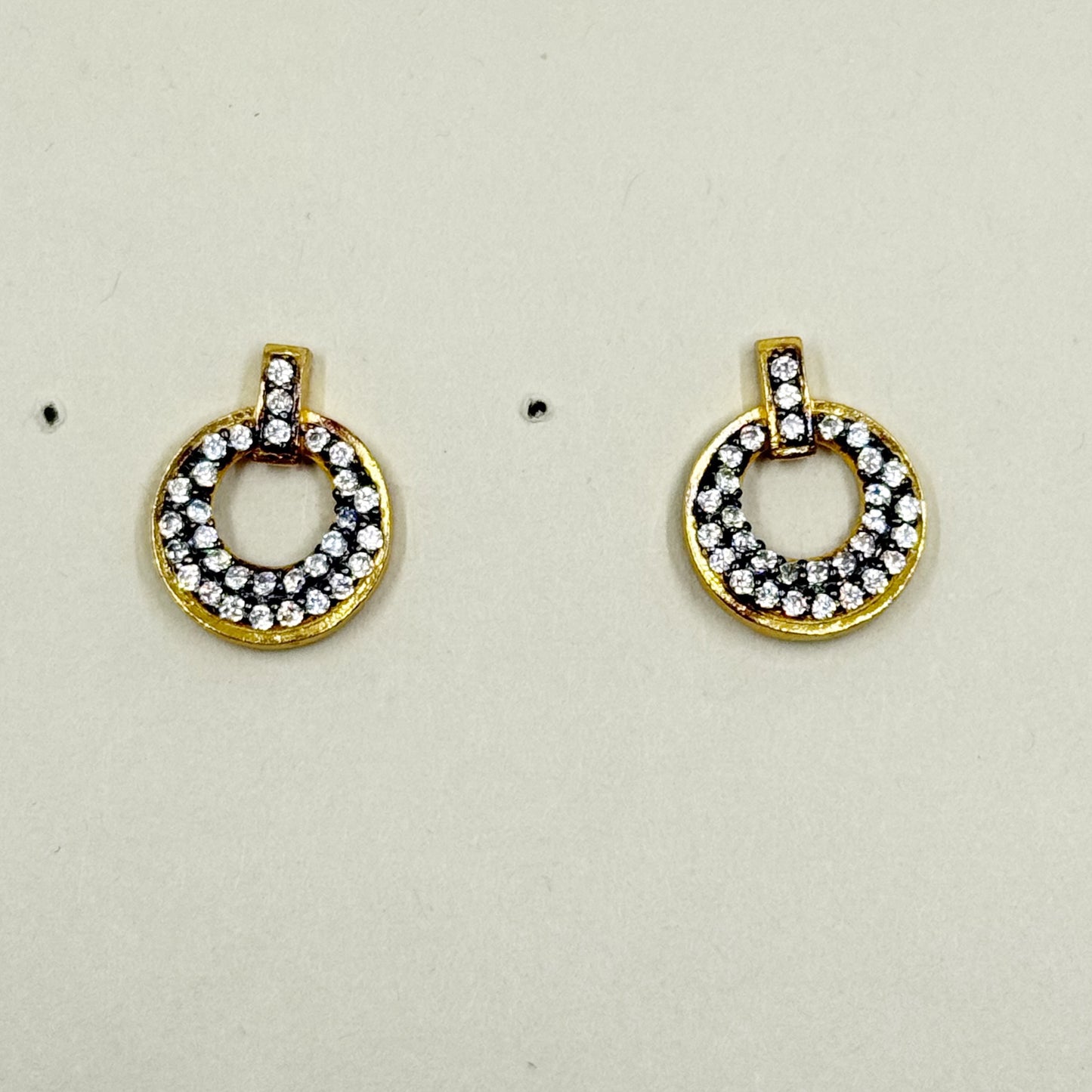 FAS Gold Vermeil sterling silver cubic zirconia stud earrings - GM1012