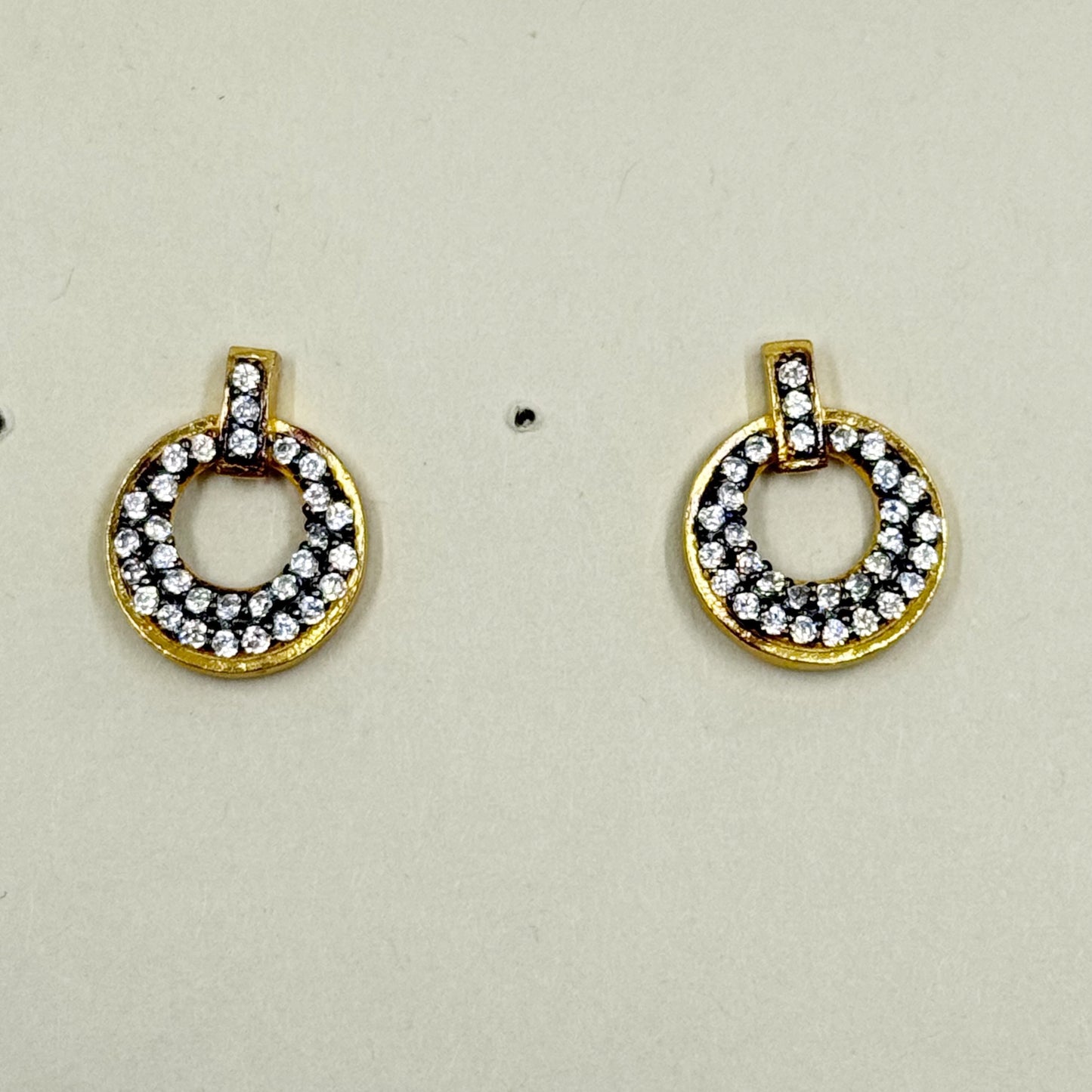 FAS Gold Vermeil sterling silver cubic zirconia stud earrings - GM1012