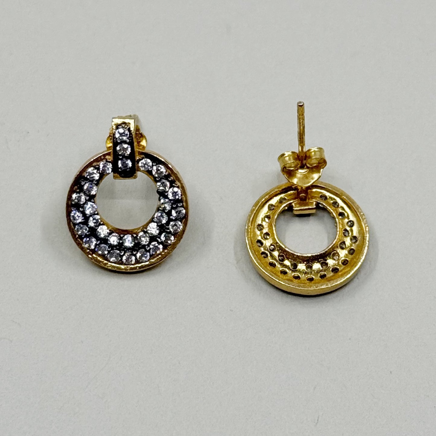 FAS Gold Vermeil sterling silver cubic zirconia stud earrings - GM1012