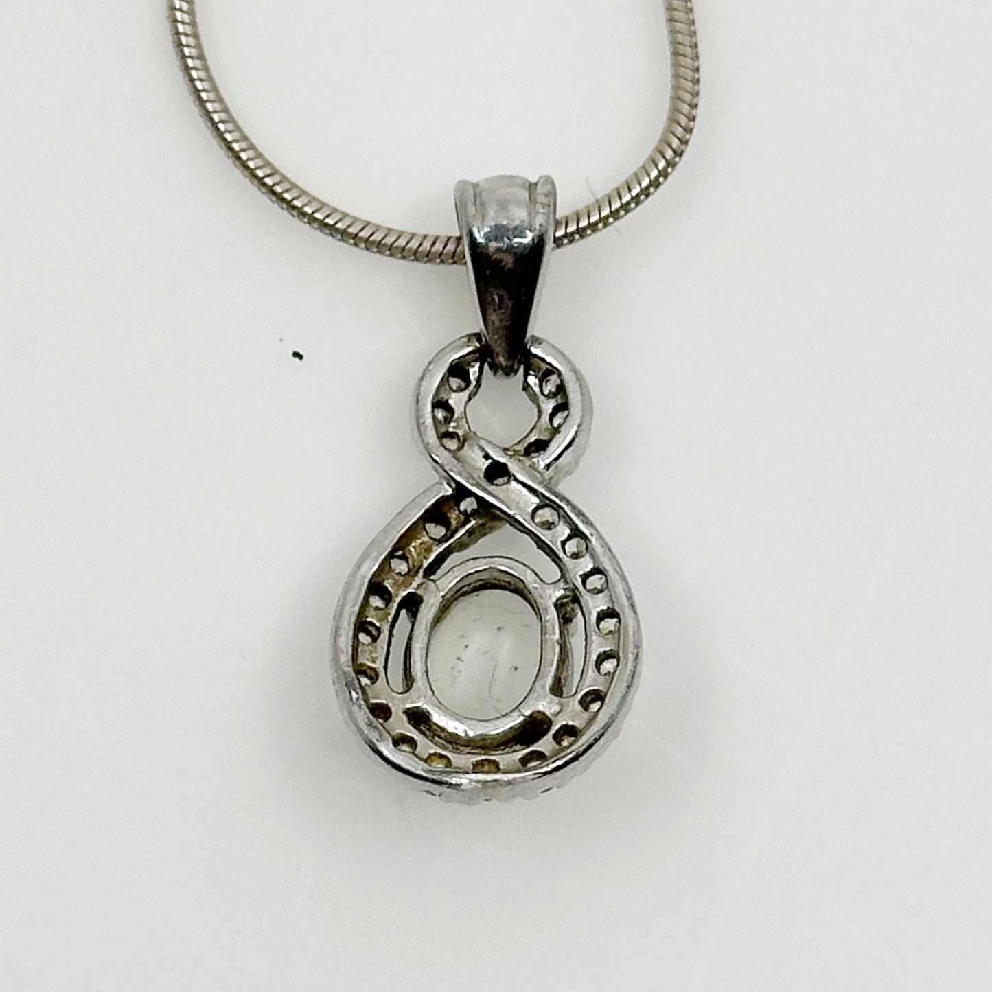 Sterling silver moonstone & cubic zirconia pendant - GM1016