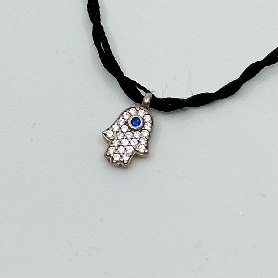 Gold Vermeil Sterling silver cubic zirconia hamsa cord bracelet - GM1017