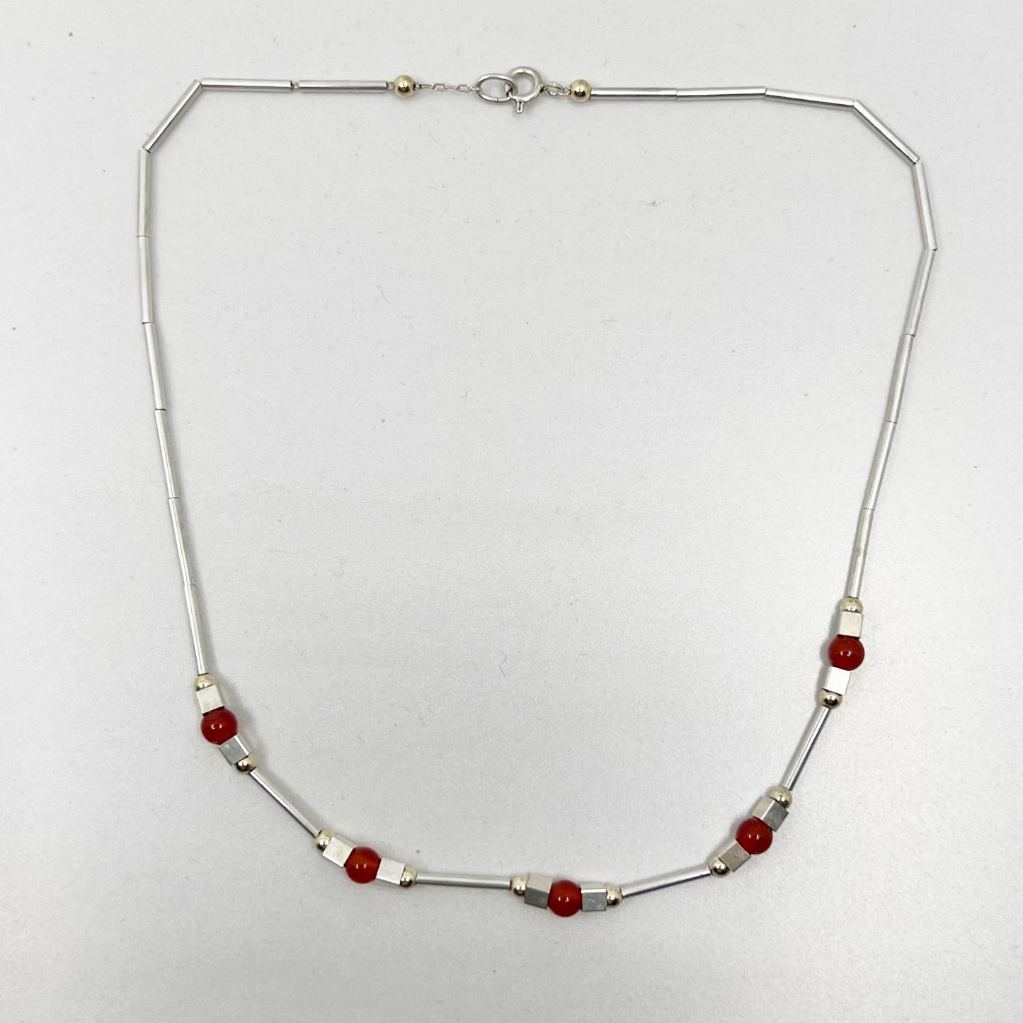 sterling silver & gold filled carnelian bead necklace - GM1022