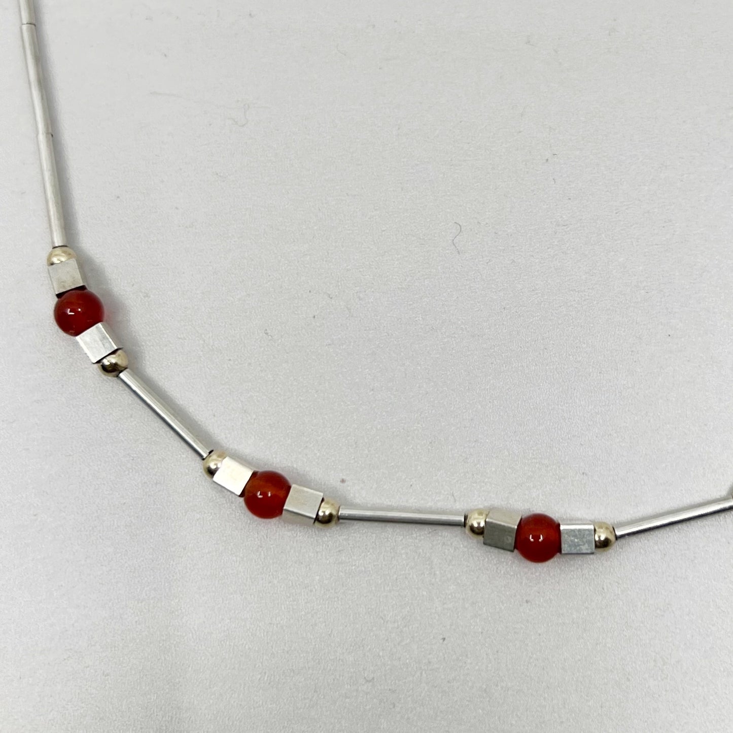 sterling silver & gold filled carnelian bead necklace - GM1022
