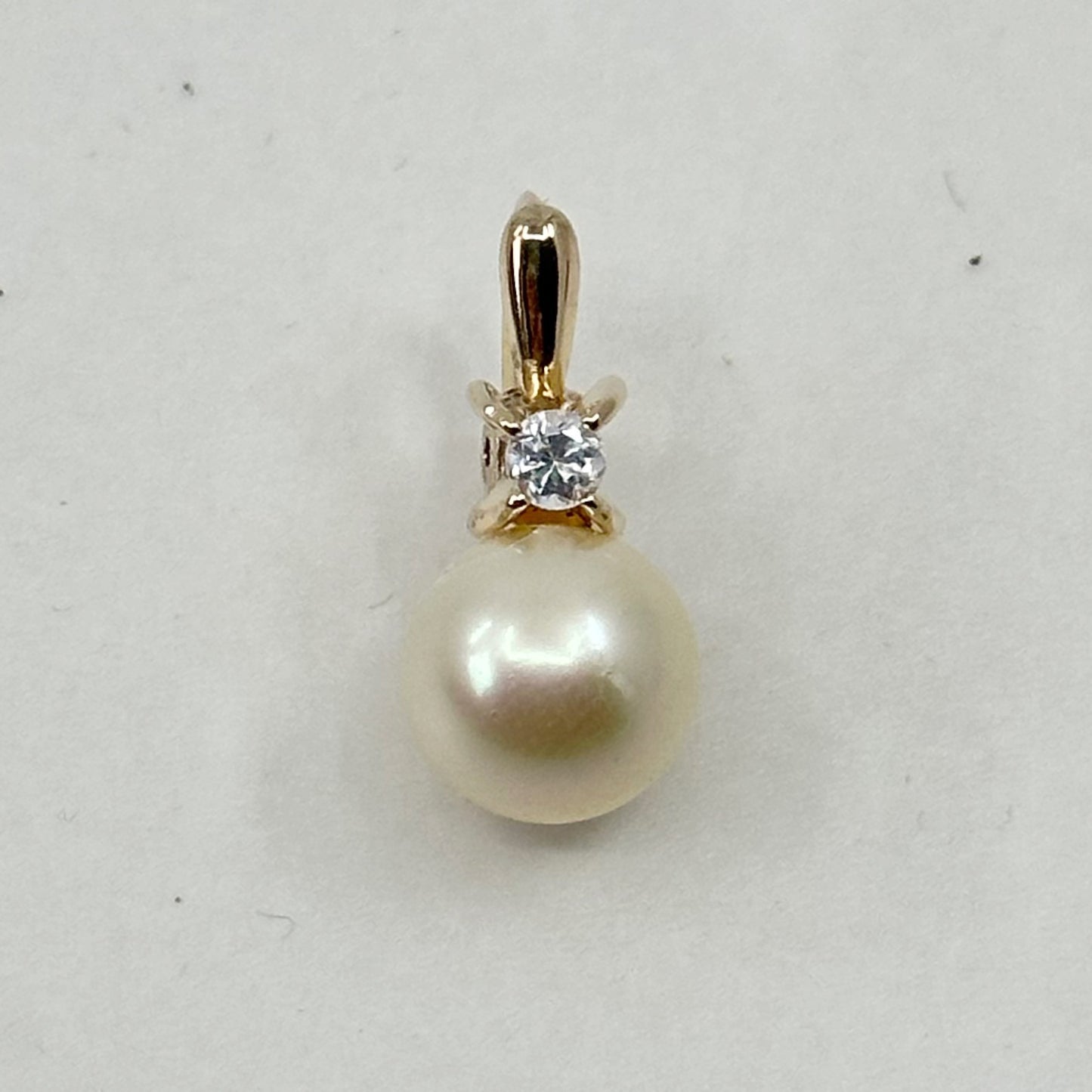 Gold vermeil Sterling silver pearl & cubic zirconia pearl enhancer pendant - GM1023