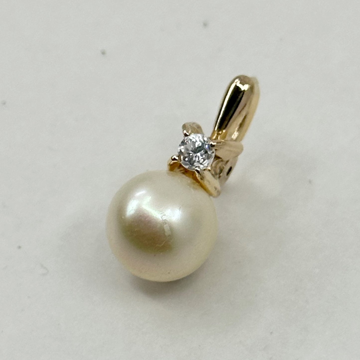 Gold vermeil Sterling silver pearl & cubic zirconia pearl enhancer pendant - GM1023