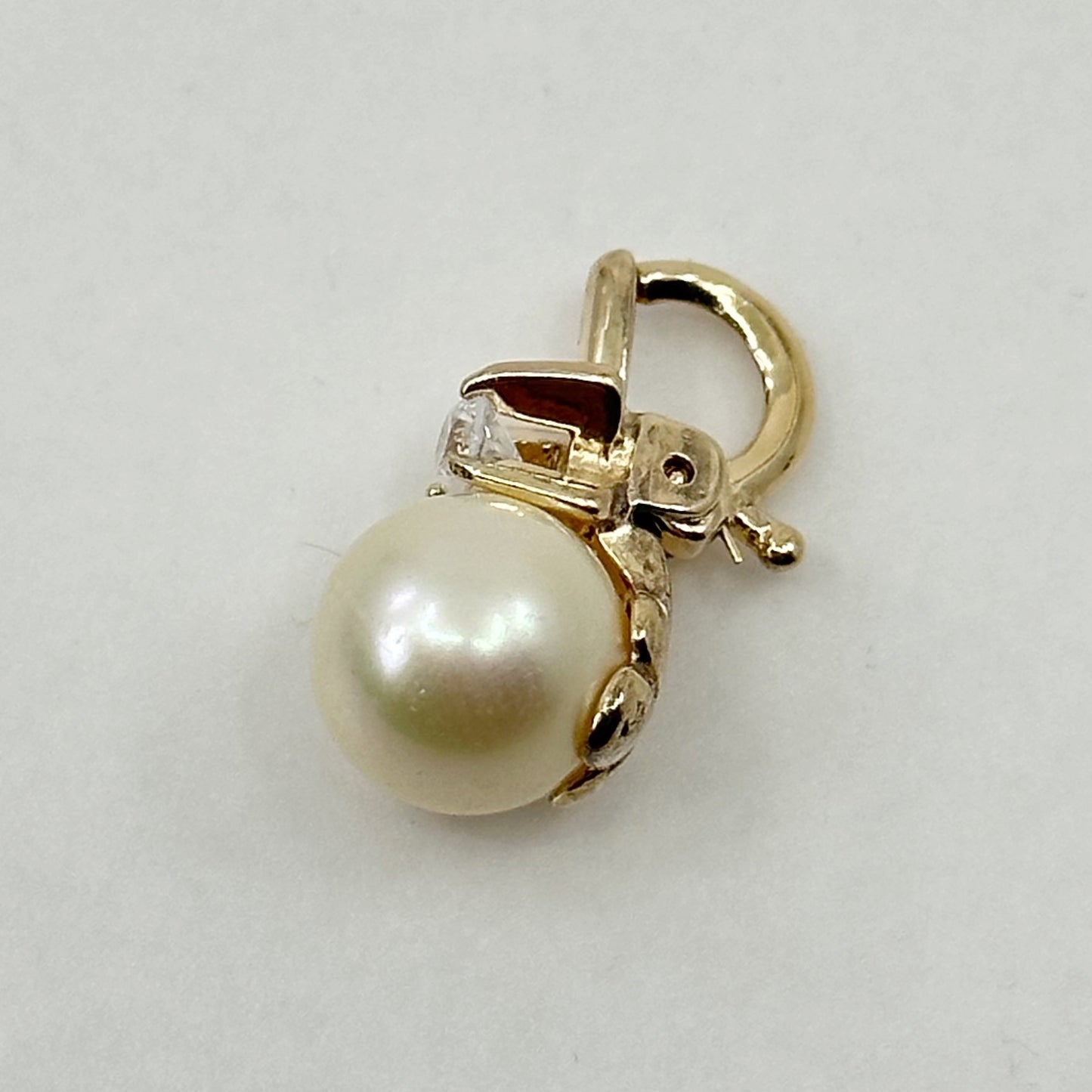 Gold vermeil Sterling silver pearl & cubic zirconia pearl enhancer pendant - GM1023