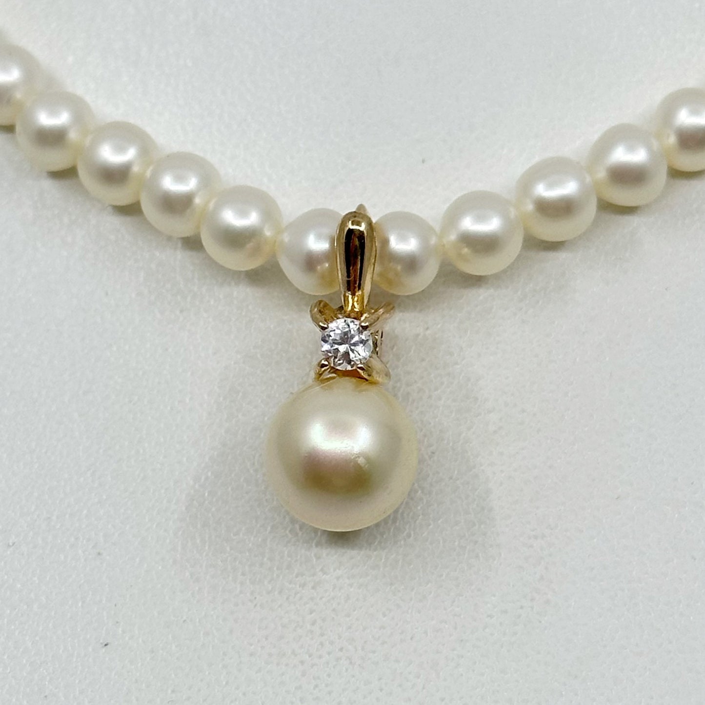 Gold vermeil Sterling silver pearl & cubic zirconia pearl enhancer pendant - GM1023