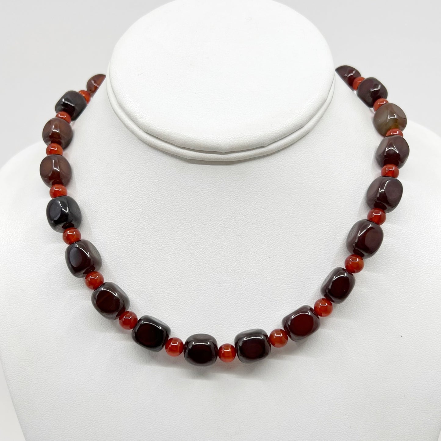 Sterling silver carnelian bead necklace - GM1031