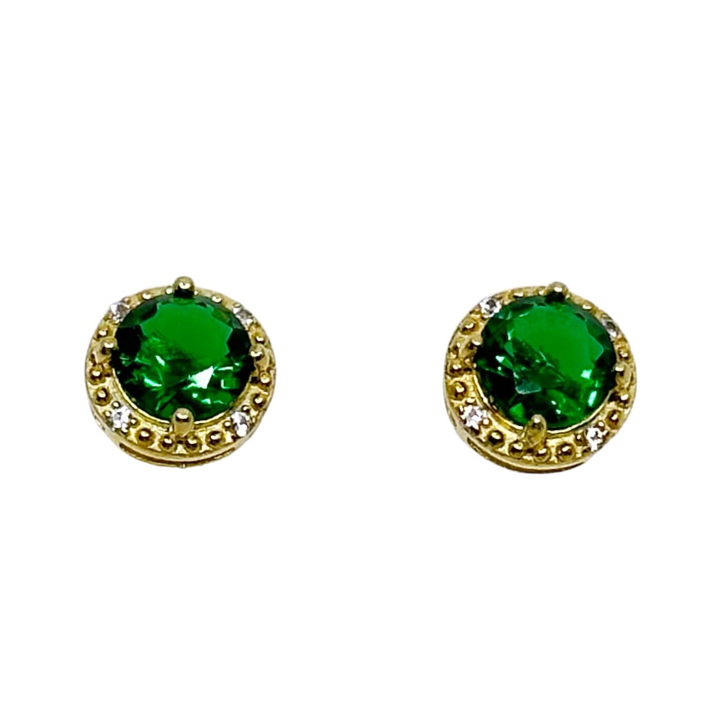 Gold Vermeil Sterling silver cubic zirconia stud earrings - GM1032