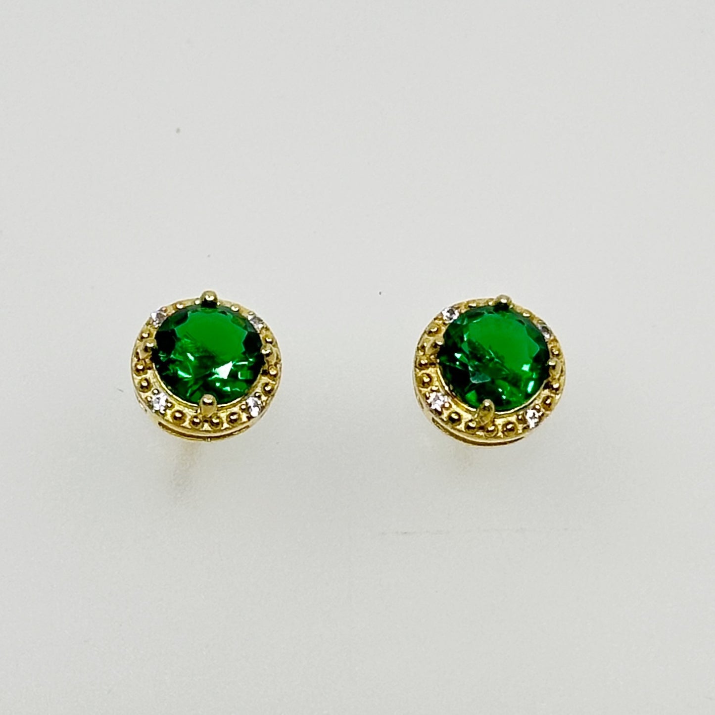 Gold Vermeil Sterling silver cubic zirconia stud earrings - GM1032