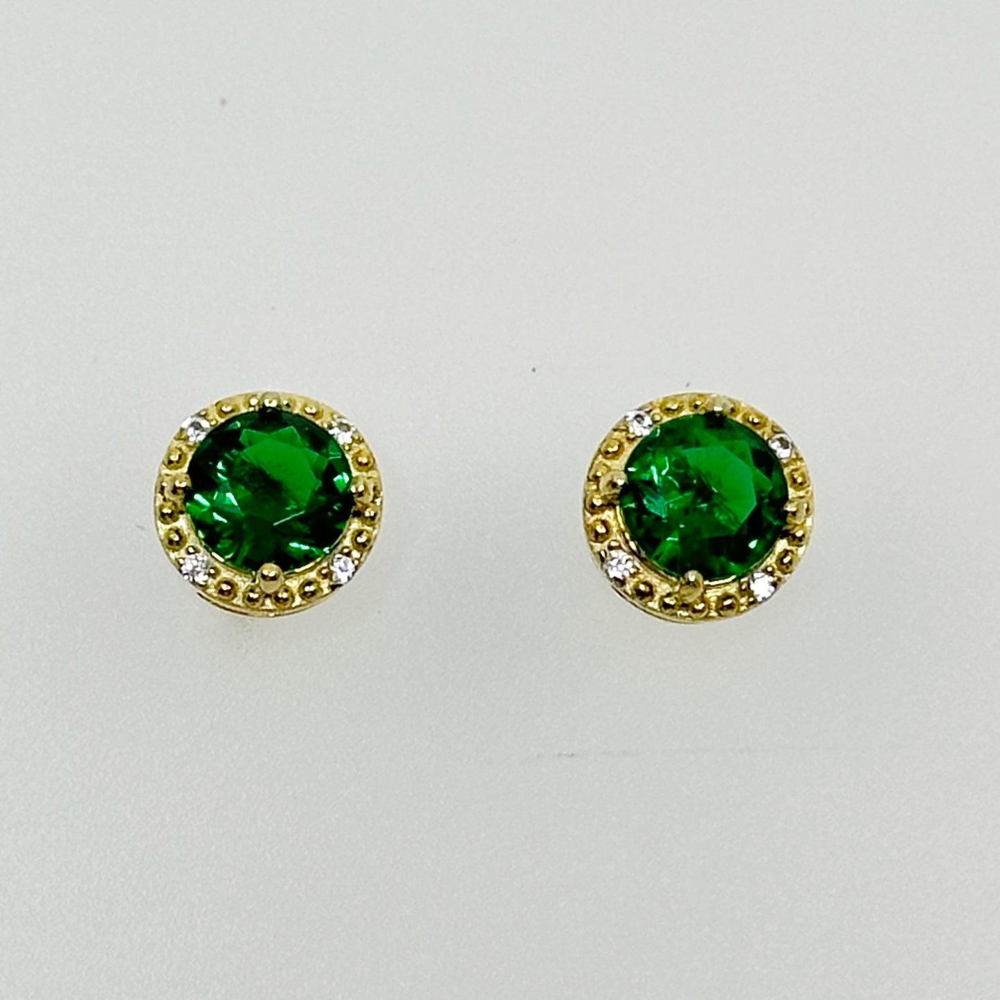 Gold Vermeil Sterling silver cubic zirconia stud earrings - GM1032