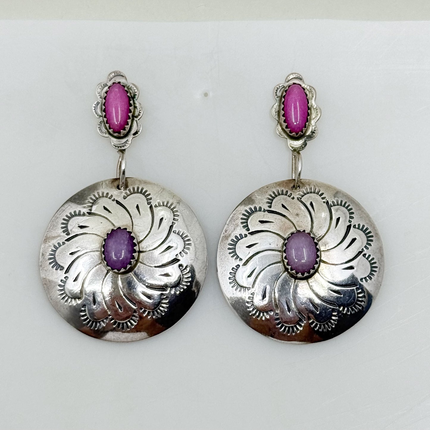 Navajo Ben Yazzie sterling silver drop earrings - GM1033