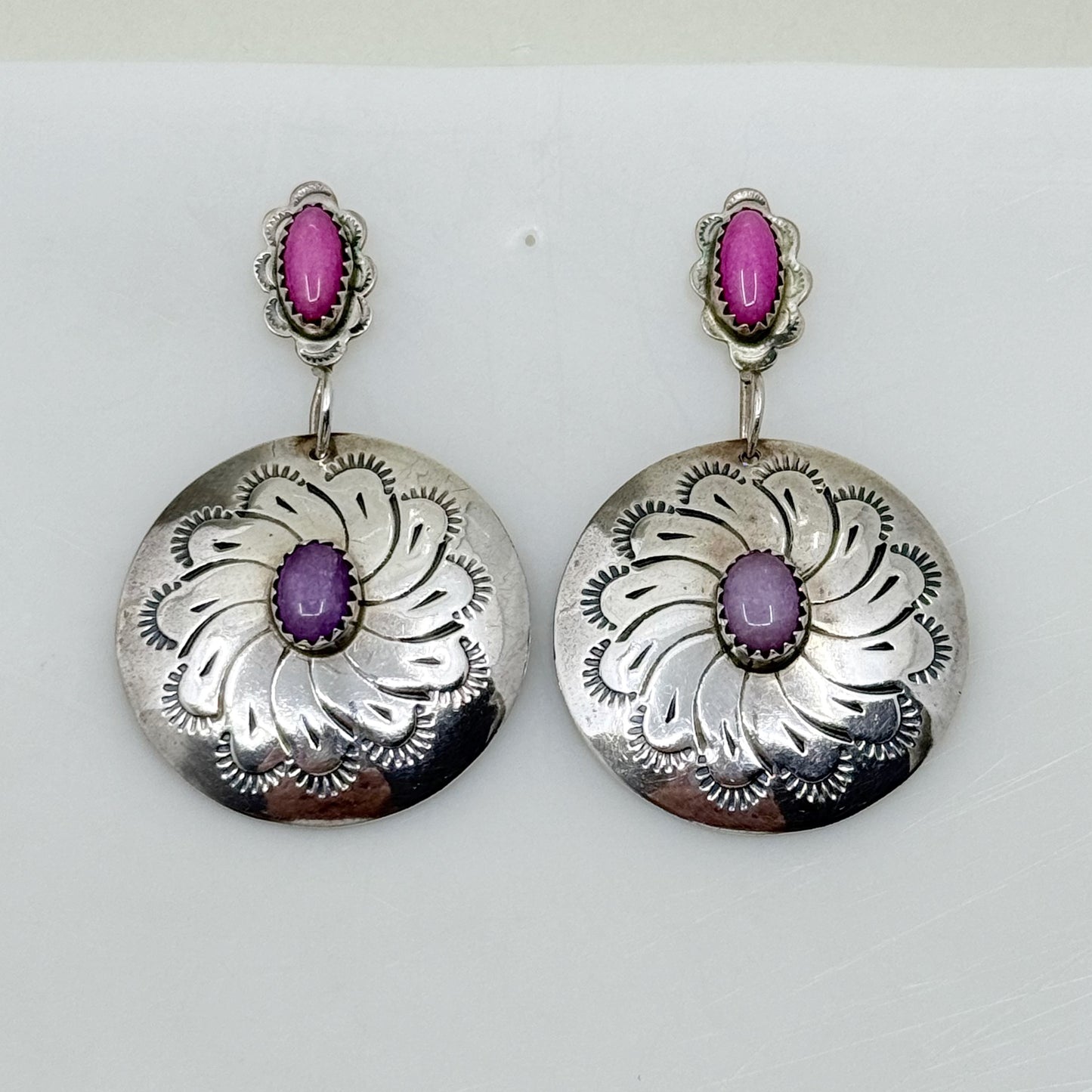 Navajo Ben Yazzie sterling silver drop earrings - GM1033