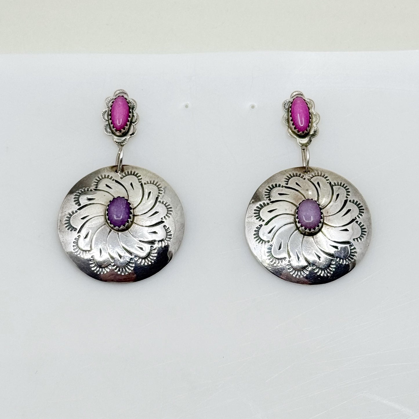 Navajo Ben Yazzie sterling silver drop earrings - GM1033