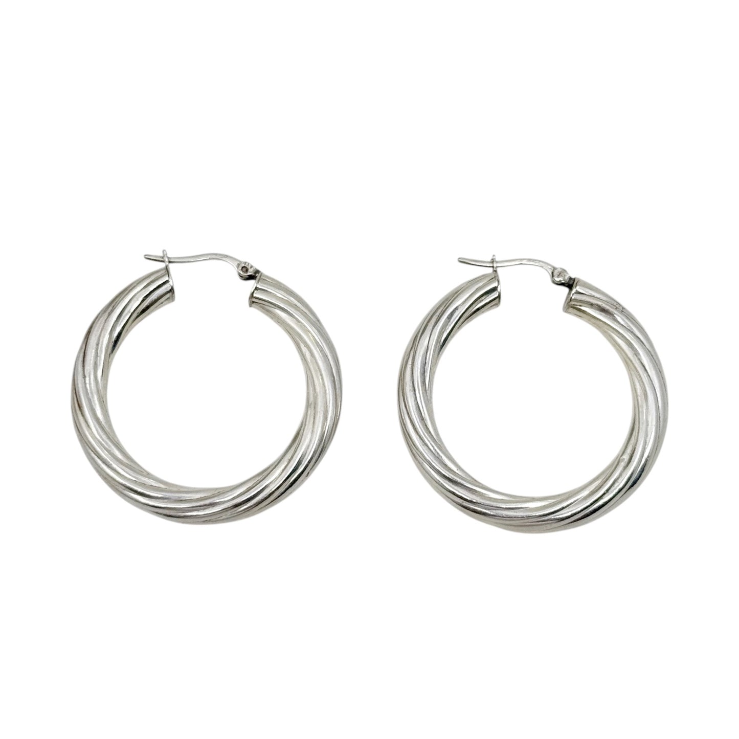 Sterling silver cable hoop earrings - GM1037