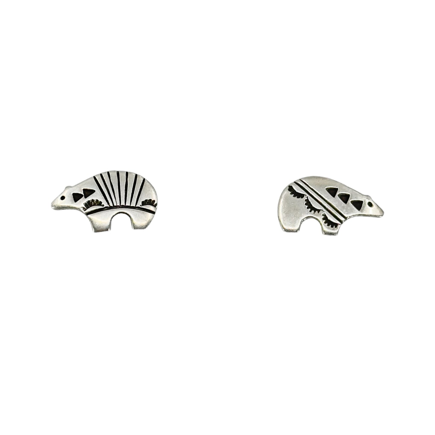 NW Zuni Sterling silver bear stud earrings - GM1040