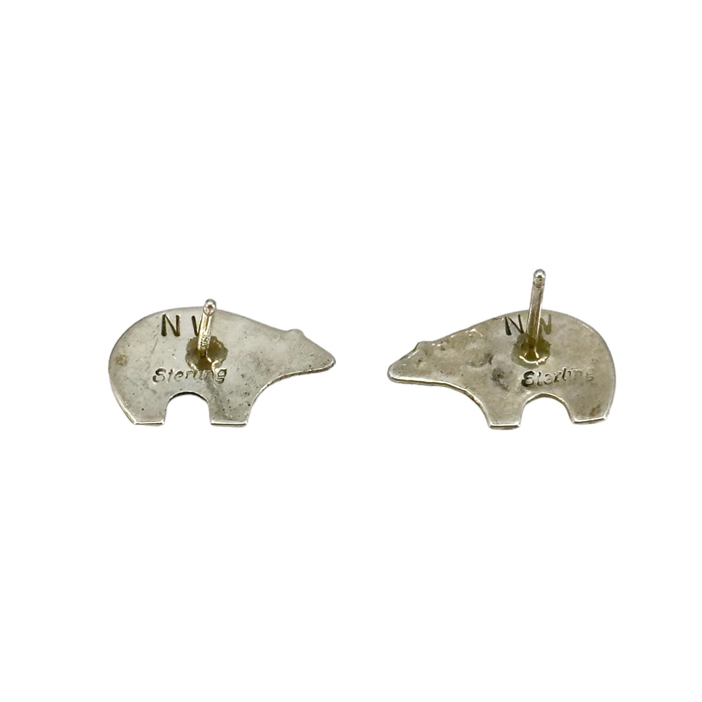 NW Zuni Sterling silver bear stud earrings - GM1040