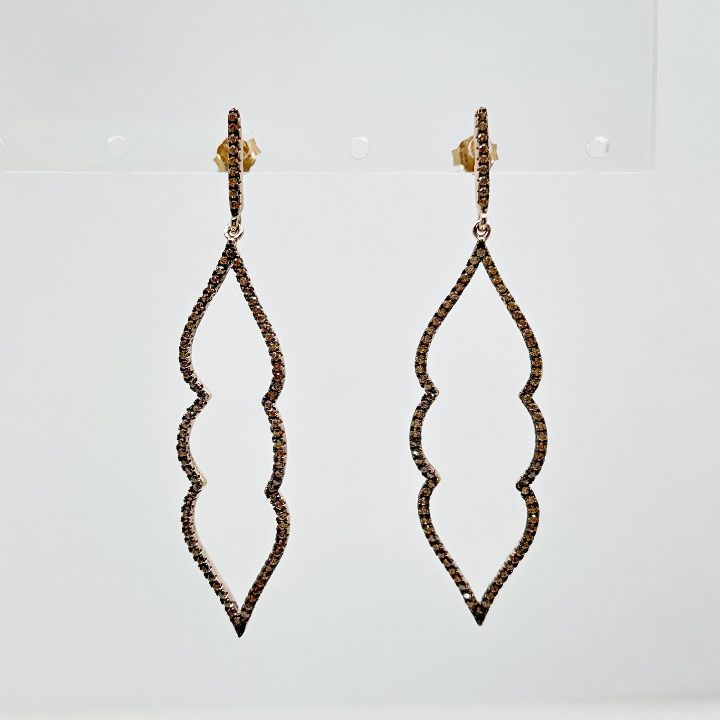 Rose Gold vermeil sterling silver cubic zirconia drop earrings - GM1044