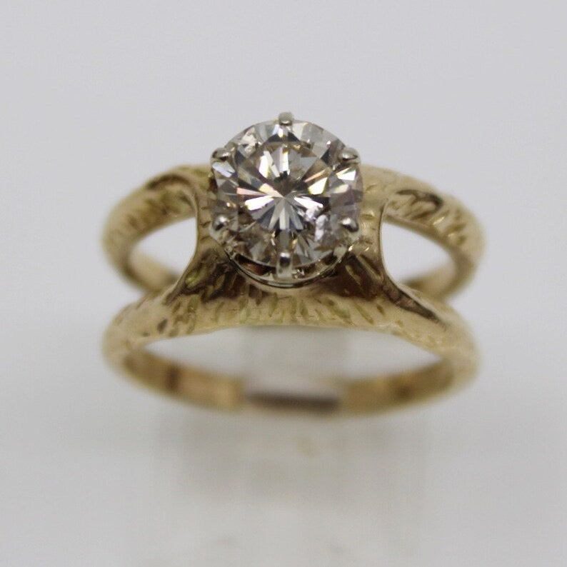 Mid Century 14k gold 2 carat Fancy Light Brown Diamond engagement ring