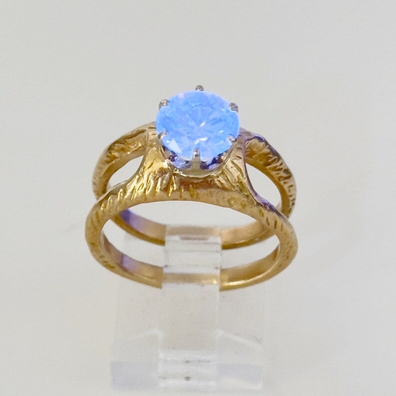 Mid Century 14k gold 2 carat Fancy Light Brown Diamond engagement ring