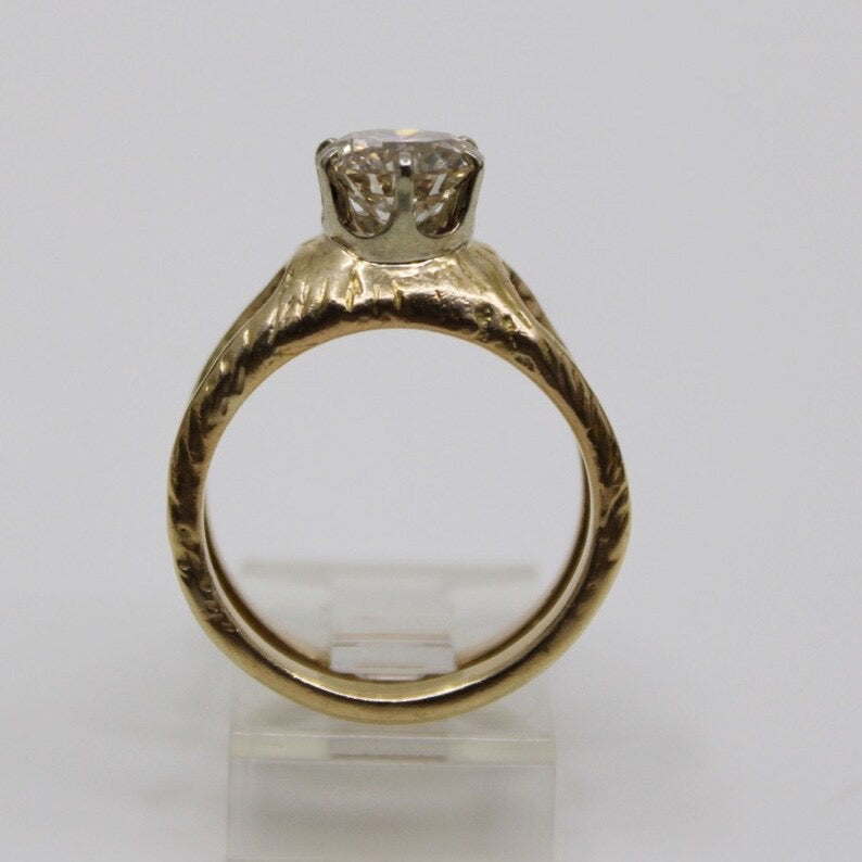 Mid Century 14k gold 2 carat Fancy Light Brown Diamond engagement ring