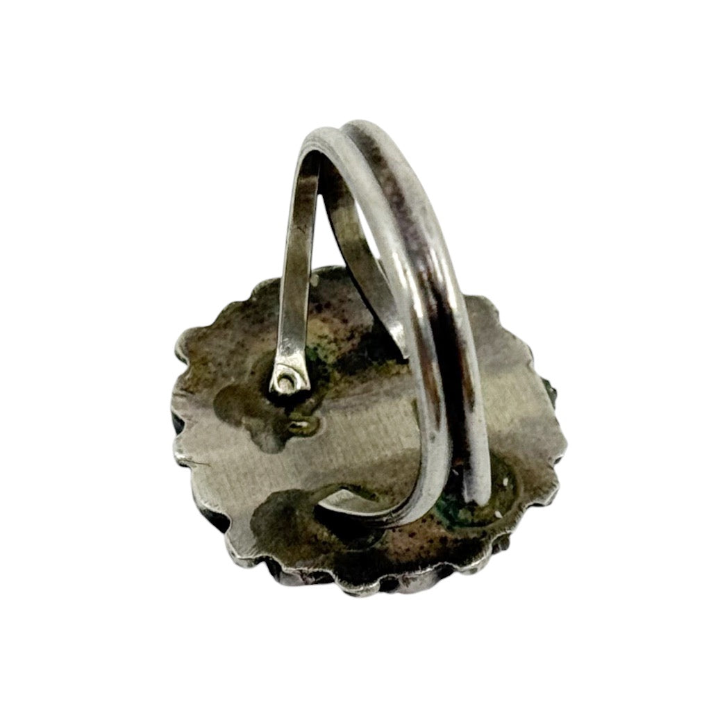 Navajo SB sterling silver turquoise & coral ring - GM1045