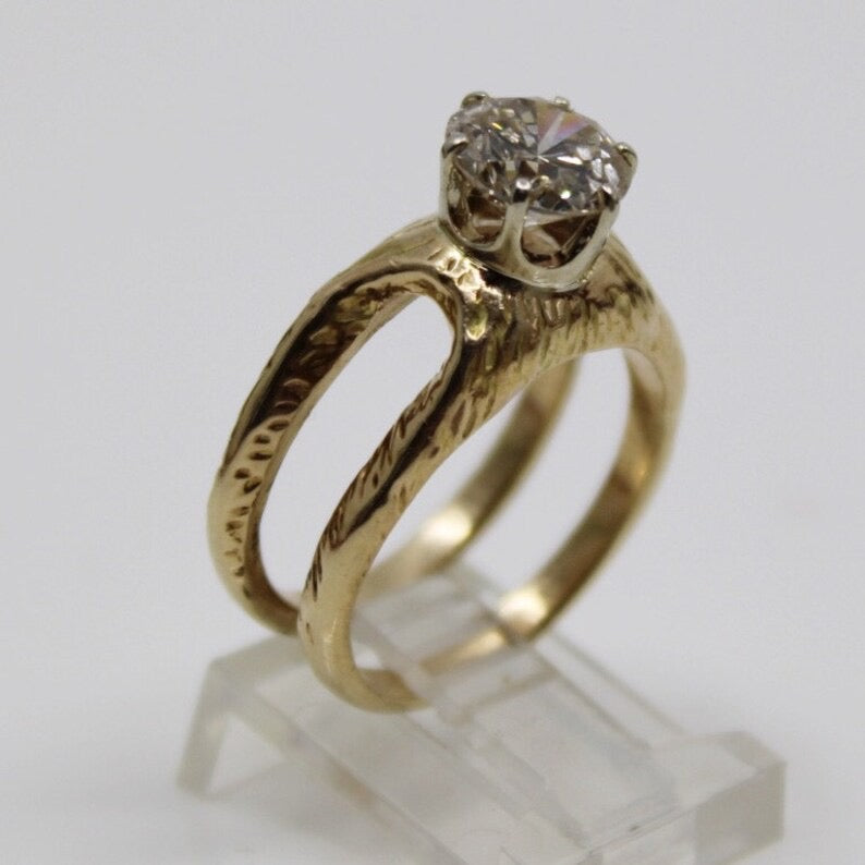 Mid Century 14k gold 2 carat Fancy Light Brown Diamond engagement ring