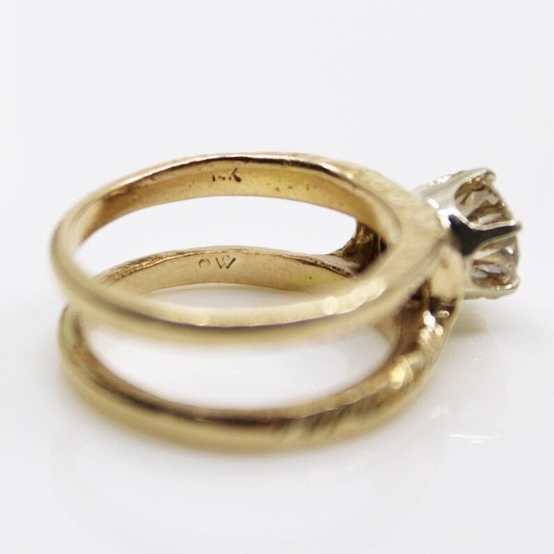 Mid Century 14k gold 2 carat Fancy Light Brown Diamond engagement ring
