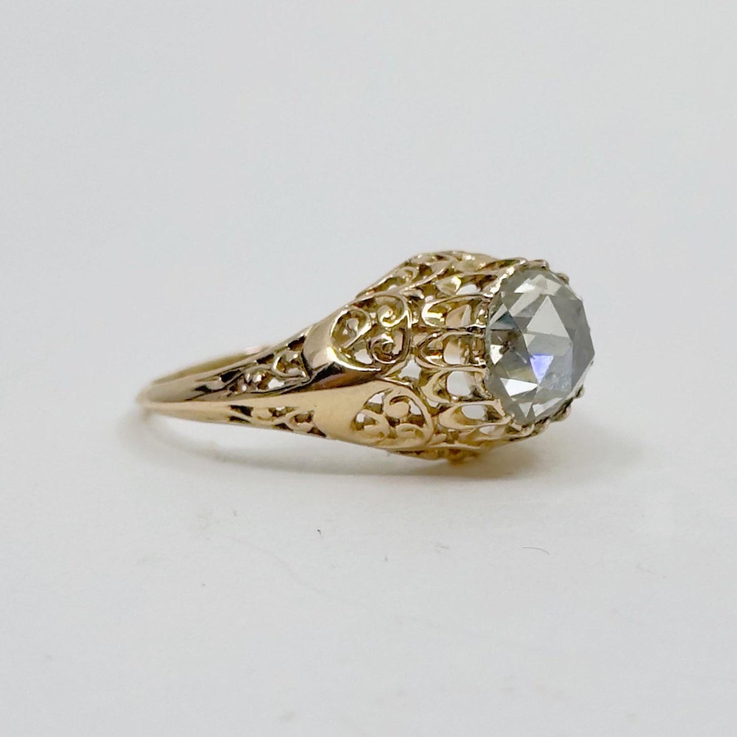 Victorian 12k Gold 1.25 Carat Dutch Rose Cut Diamond ring