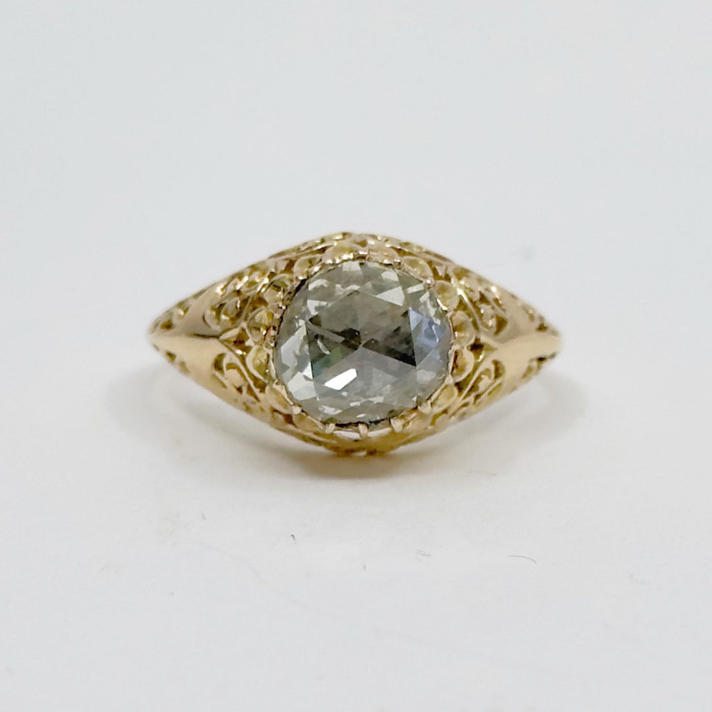 Victorian 12k Gold 1.25 Carat Dutch Rose Cut Diamond ring