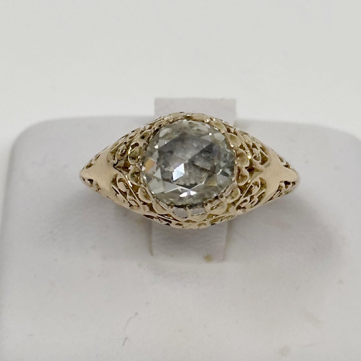 Victorian 12k Gold 1.25 Carat Dutch Rose Cut Diamond ring