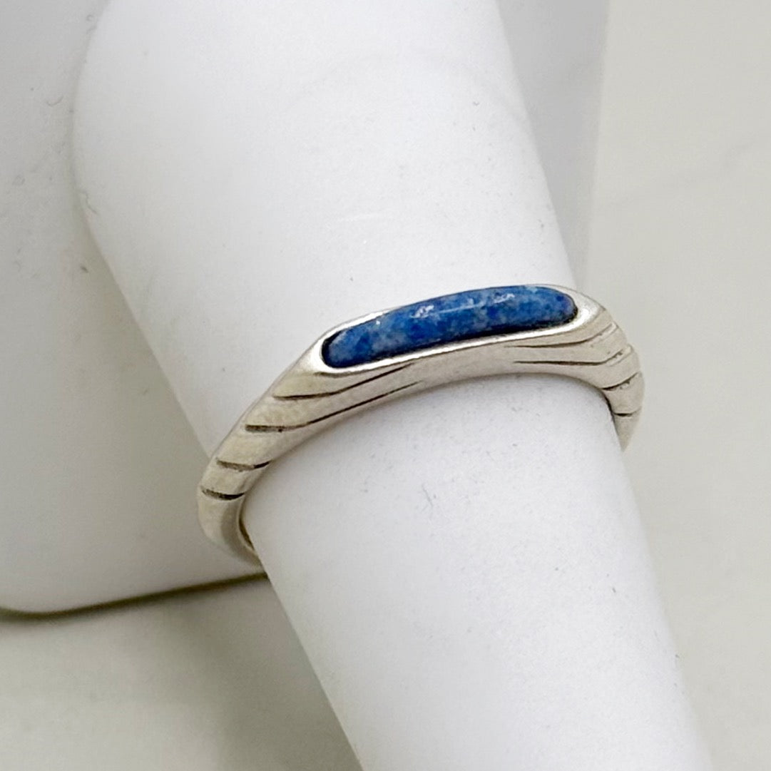 Carolyn Pollack Relios sterling silver lapis lazuli inlay stack band ring - GM105