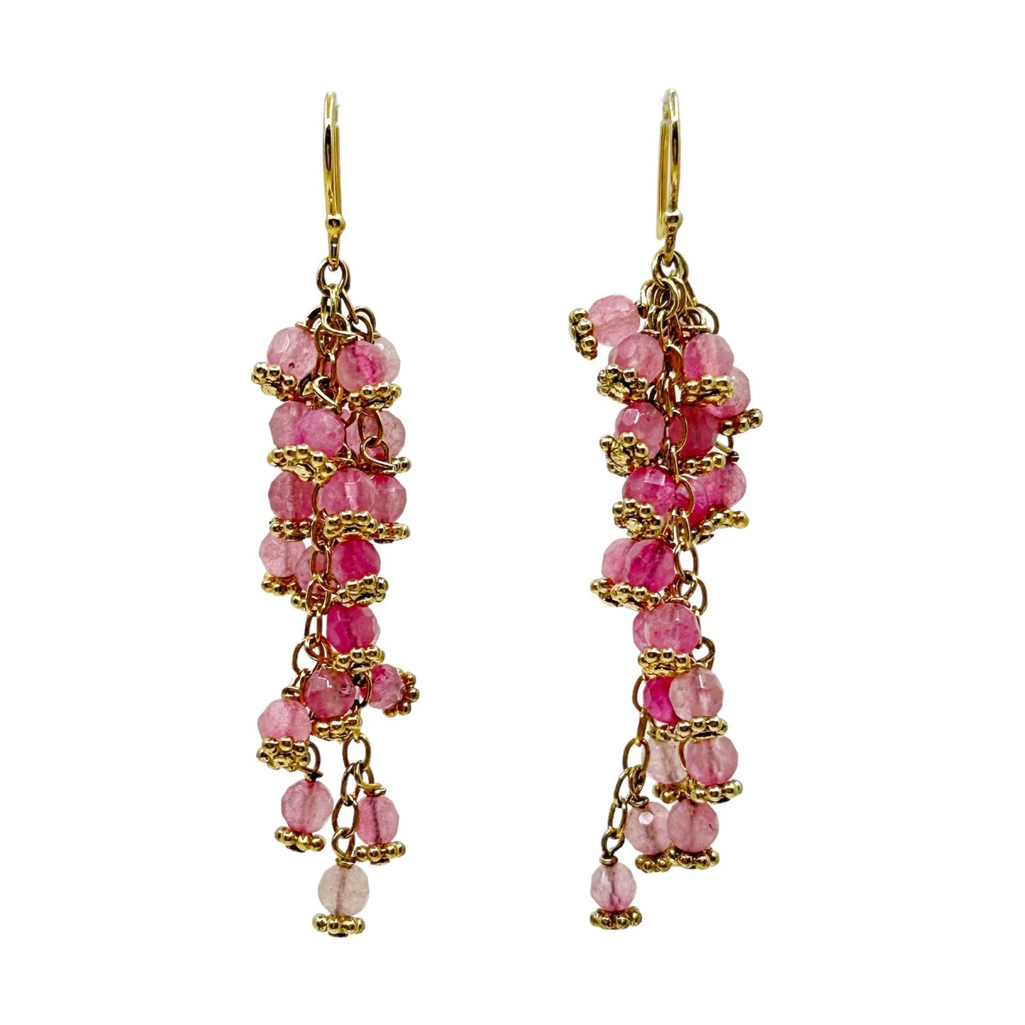 Gold vermeil sterling silver tourmaline beads drop earrings - GM1053