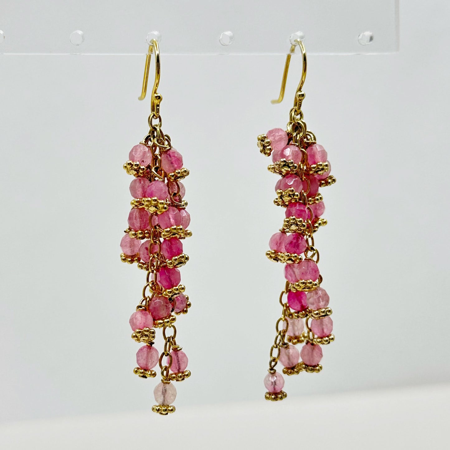Gold vermeil sterling silver tourmaline beads drop earrings - GM1053