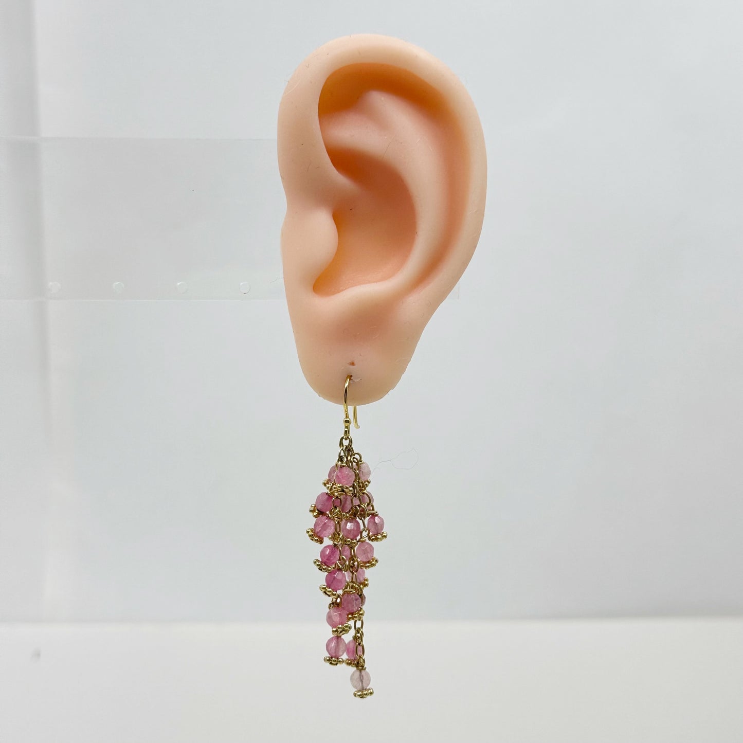 Gold vermeil sterling silver tourmaline beads drop earrings - GM1053