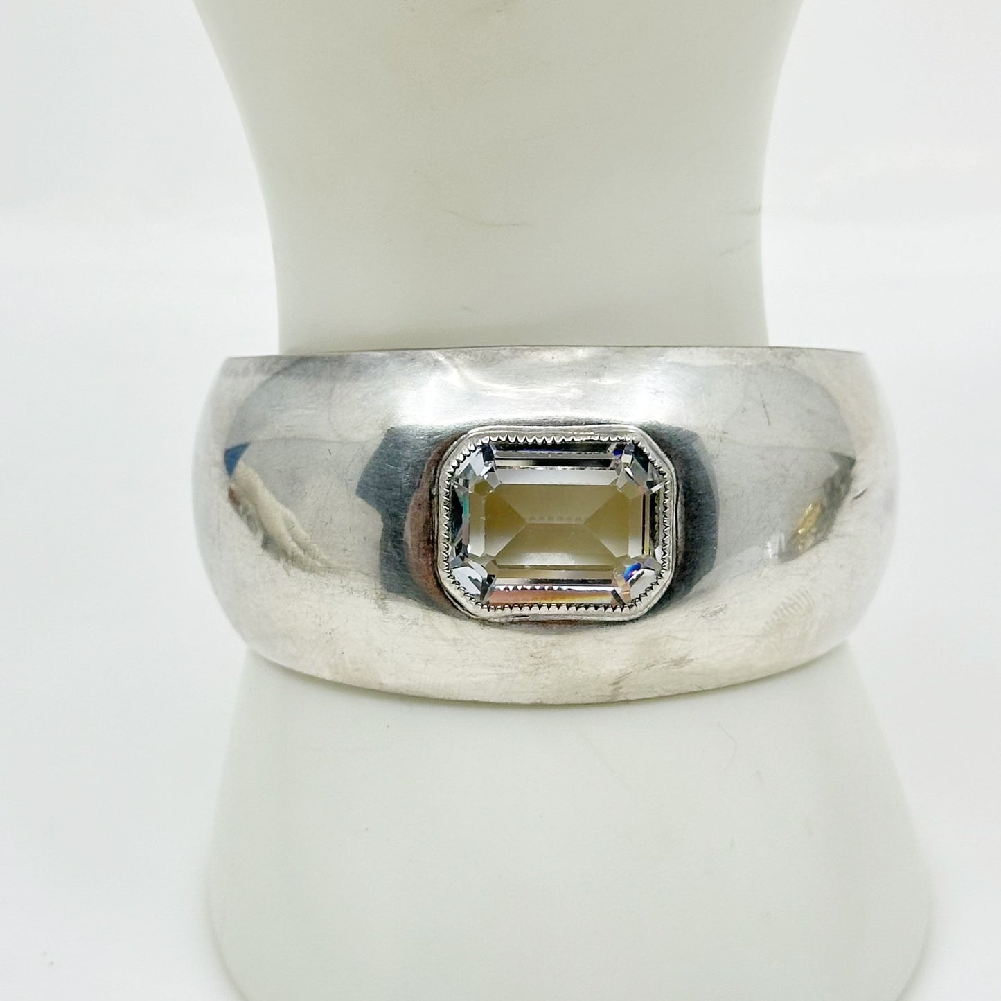 Vintage silver Plated rock crystal cuff bracelet - GM1056