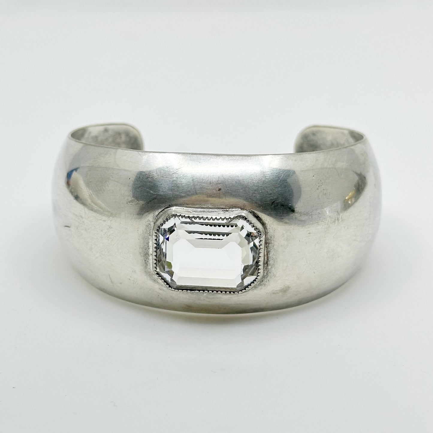 Vintage silver Plated rock crystal cuff bracelet - GM1056