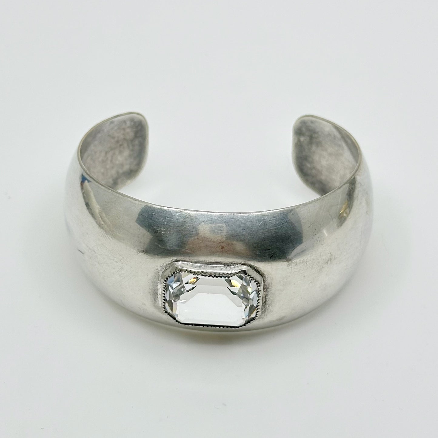 Vintage silver Plated rock crystal cuff bracelet - GM1056