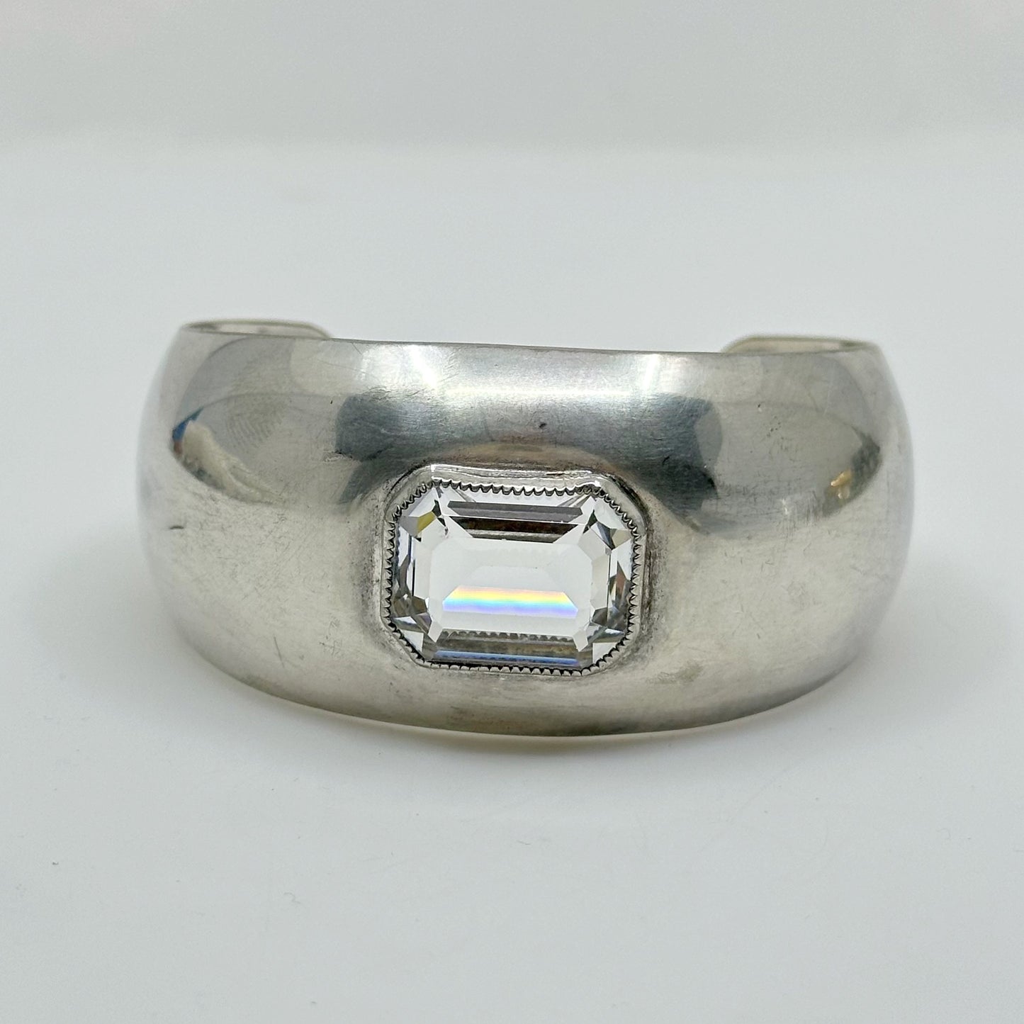 Vintage silver Plated rock crystal cuff bracelet - GM1056