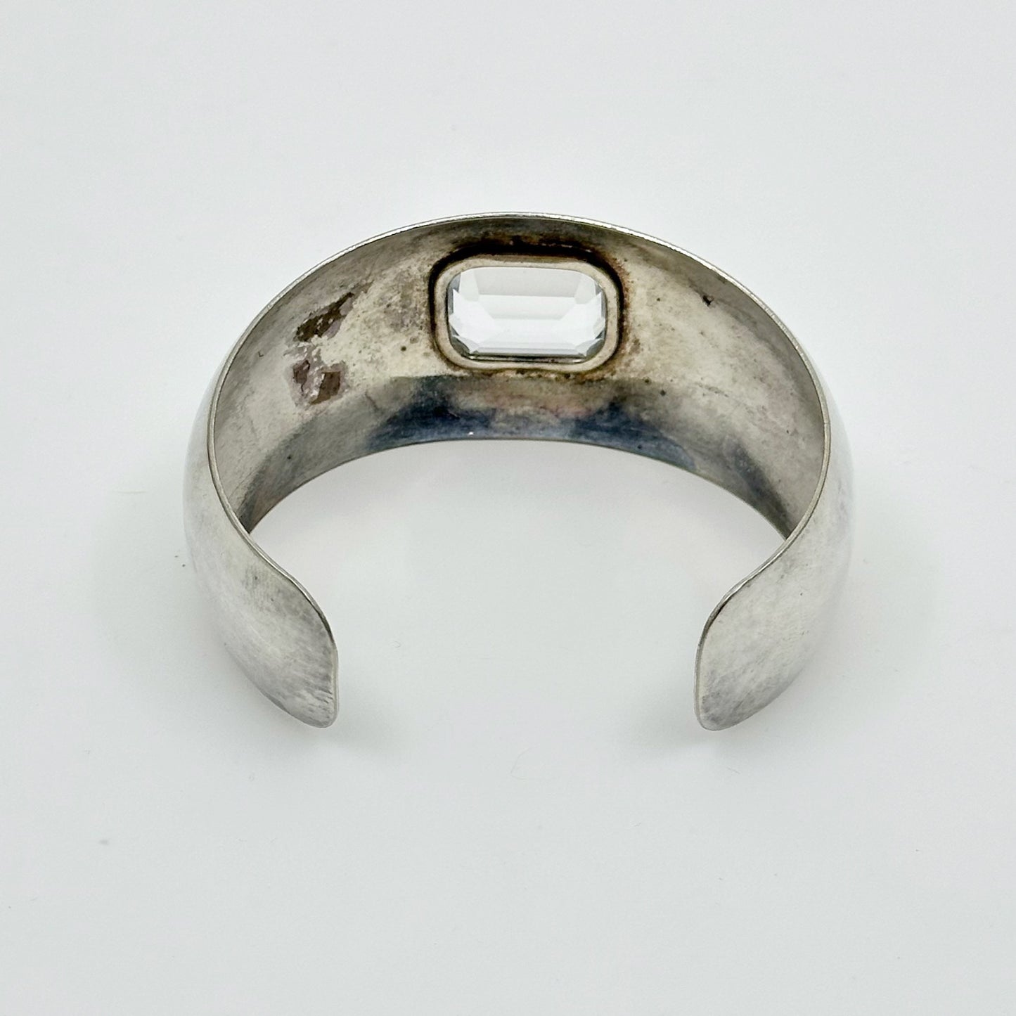 Vintage silver Plated rock crystal cuff bracelet - GM1056